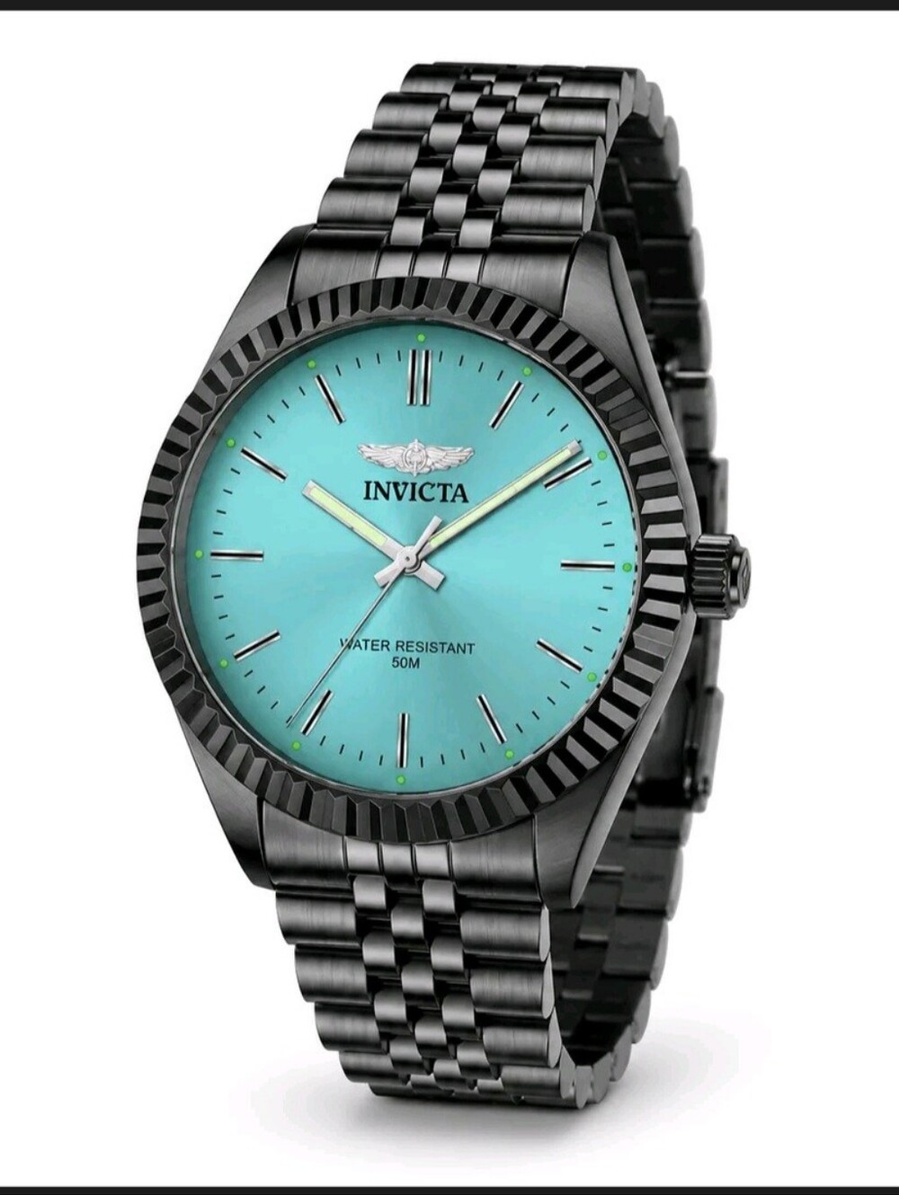 Invicta Turquoise Dial Black Bracelet Watch